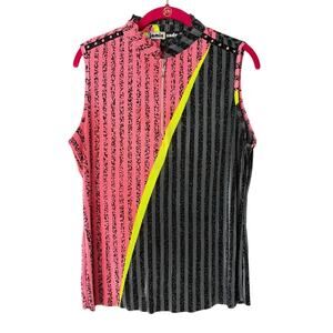 Jamie Sadock Golf Shirt Black Gray Watermelon Lime Green L Pickleball Tennis